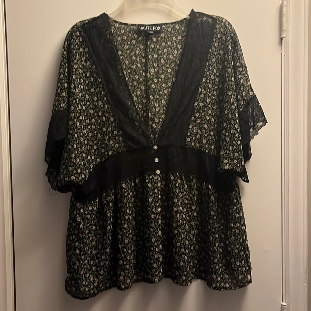 EUC Haute Fox Baby Doll Top 2x -